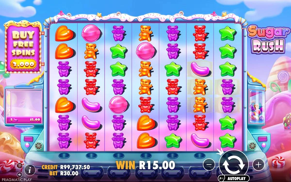 Sugar Rush multipliers in bonus round