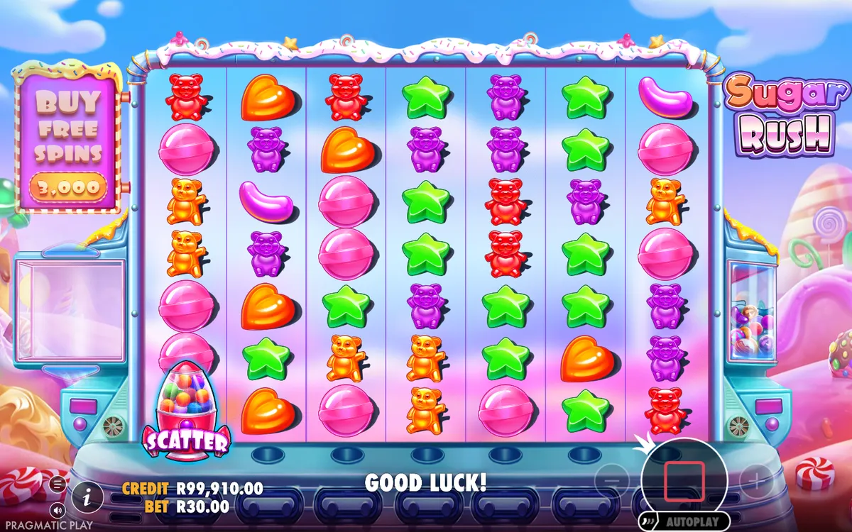 Sugar Rush paytable and symbols